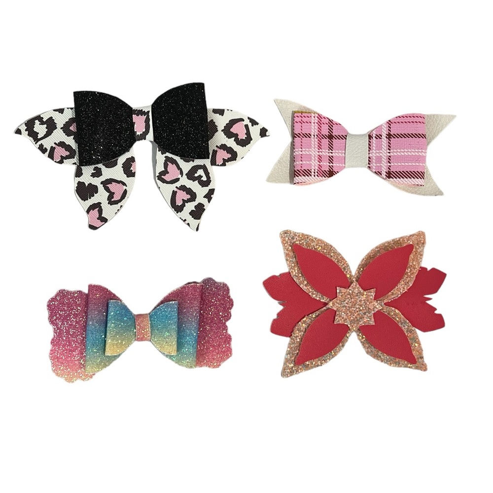 Hair Bows Clips Cheer Bows Hair Clips for Girls Kids 4 Piece Handmade
